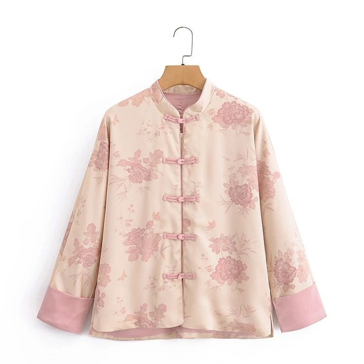 春秋复古新中式立领宽松提花女士短外套时尚休闲中国风春季长袖