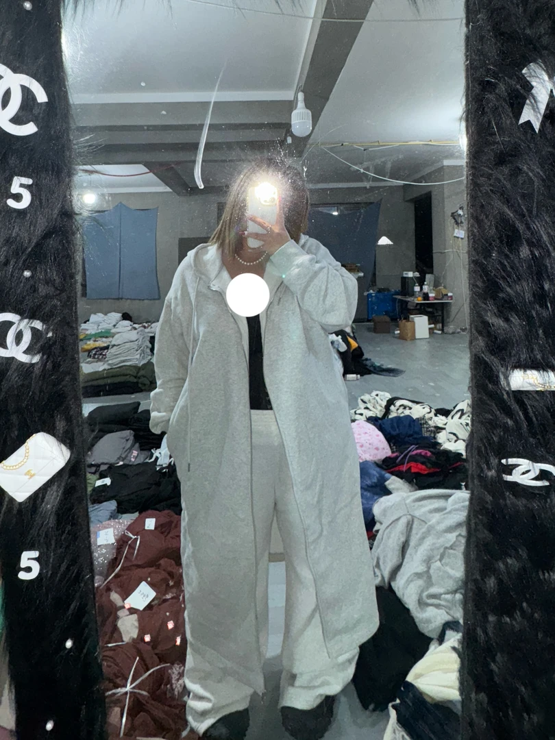 潮牌金属拉链重磅长款加绒外套