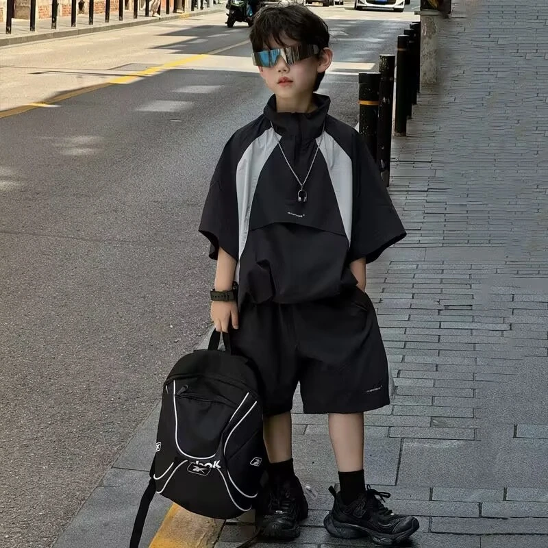 【冰感速干】儿童工装休闲套装2025新款休闲套装短袖夏季上衣裤子