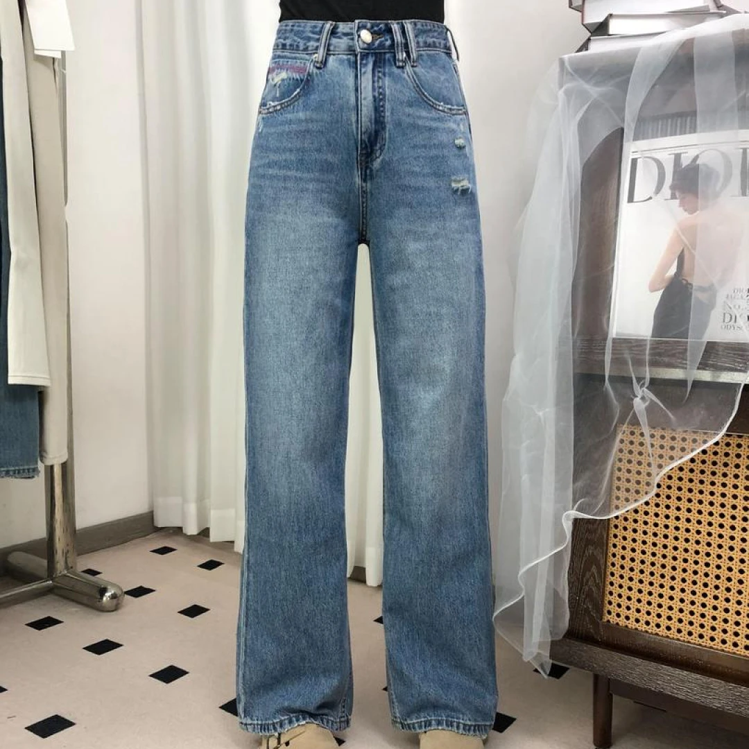 SU【996】花98 愫敏 MWMA无弹直筒窄版阔腿设计款牛仔裤~