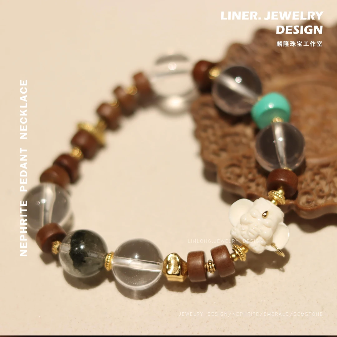 【安安专属】 许愿象神  天然水晶原创设计款手链S925银镀金