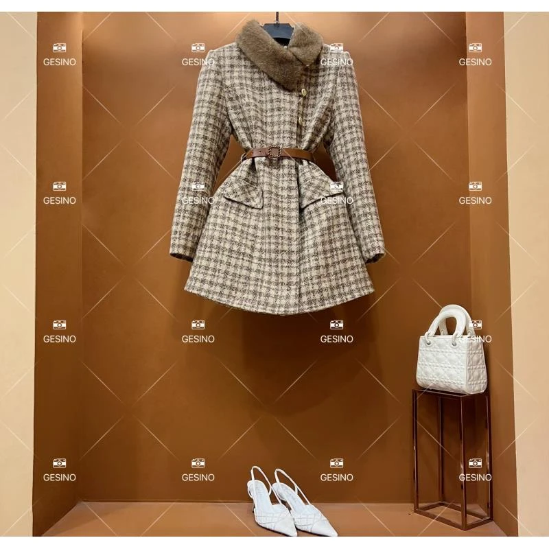 【关关】秋冬气质小香风时尚设计师中长款外套 QD-2025358