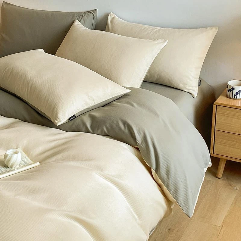 A类100支提花全棉磨毛四件套纯棉轻奢高级感加厚床单被套秋冬保暖