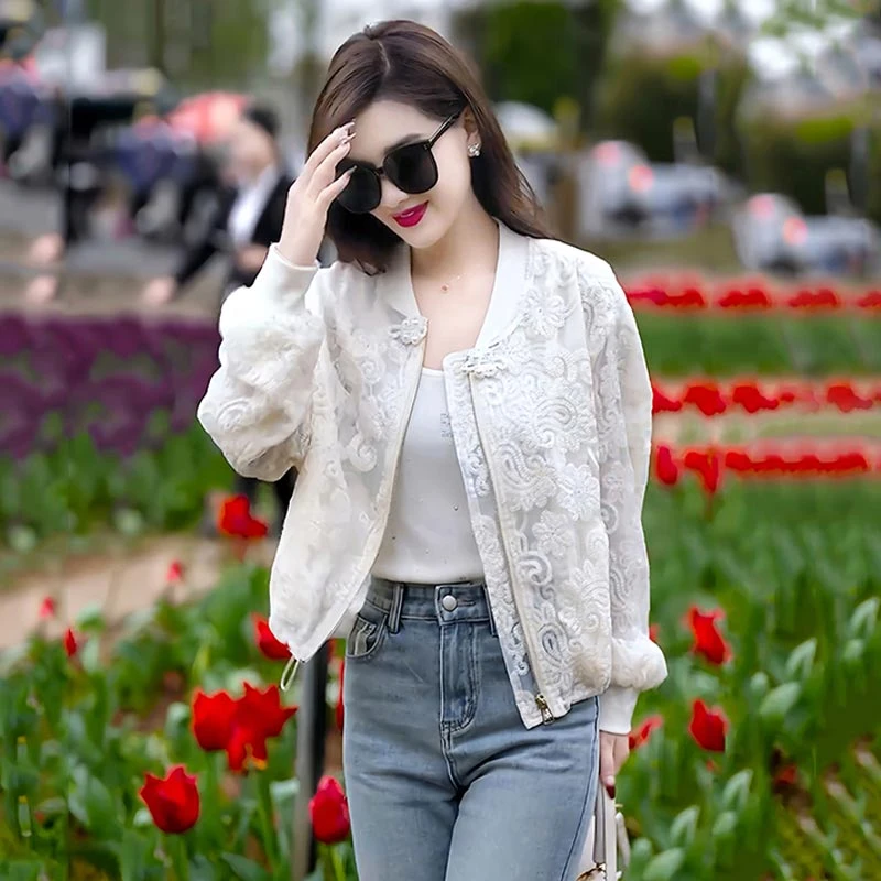 蕾丝提花镂空国风短外套女2025年夏季新款新中式洋气高级感防晒衣