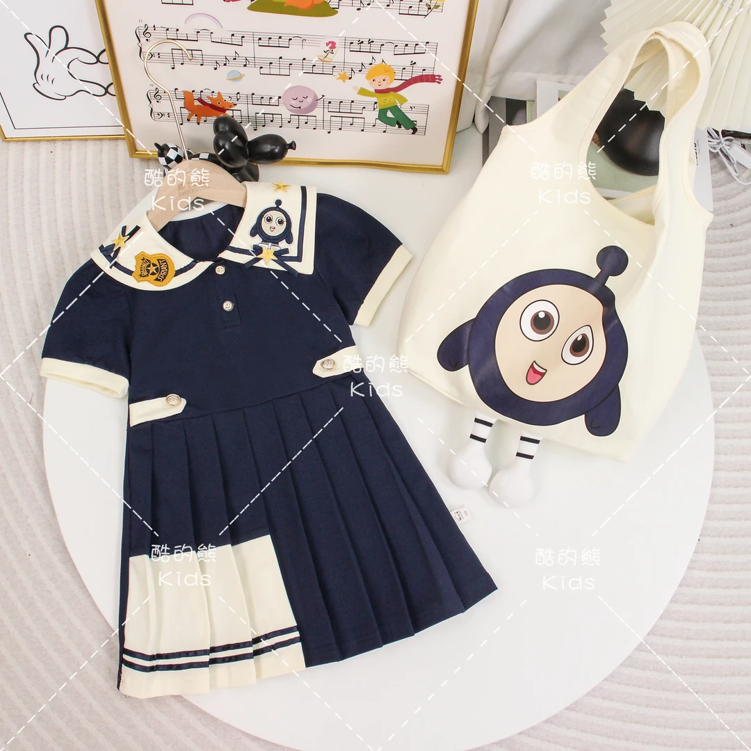 夏季男童女童洋气短袖兄妹装2025儿童韩版时尚翻领连衣裙D2S5-745