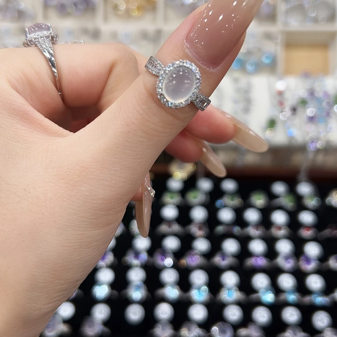 亚***。蛇纹石玉银S925镶嵌戒指