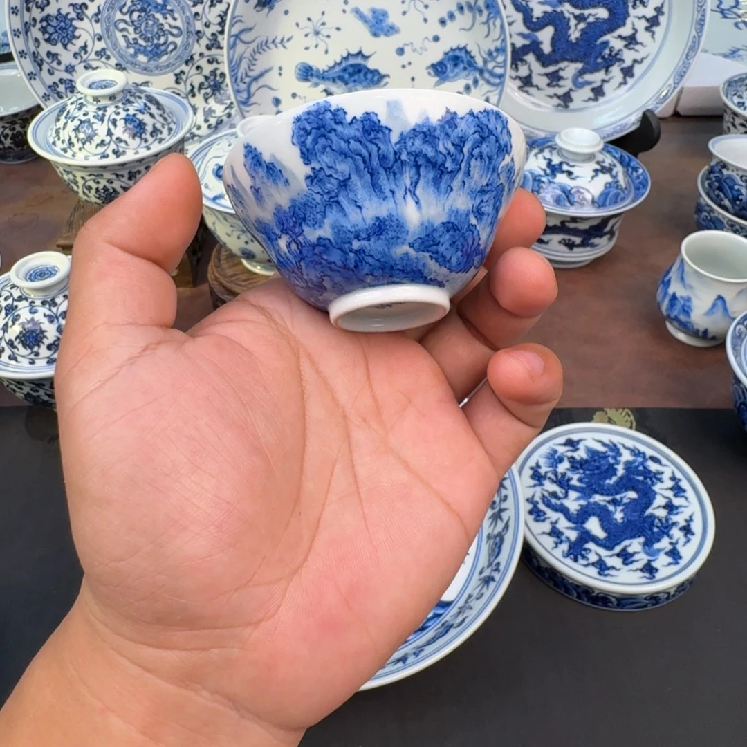 摆件山水主人杯手绘
