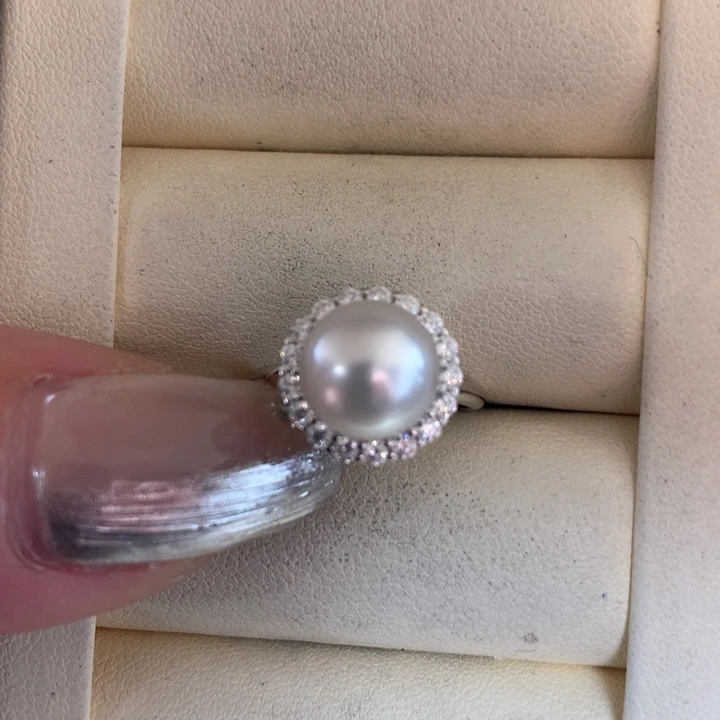 银S925镶嵌戒指海水珍珠