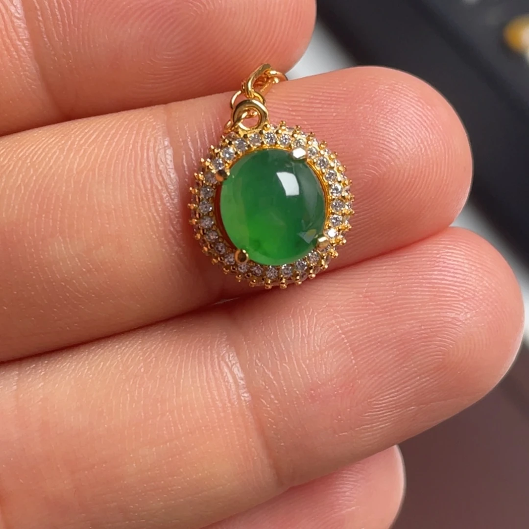 翡翠银S925镶嵌颈饰纯天然缅甸翡翠A货