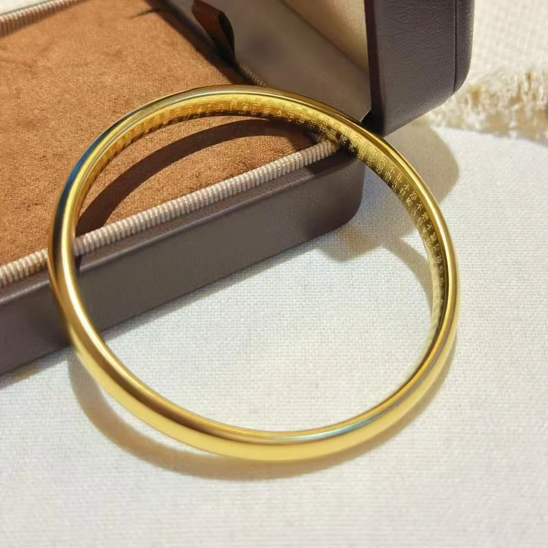 KZ 复古宫廷实心亮面素圈磨砂心经古法镯子