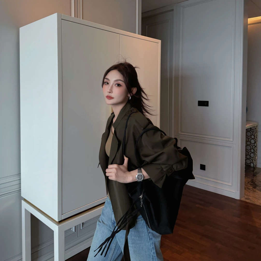 Moprobably李予诺「Green Ace」"绵羊毛"气质短款风衣外套L5356009