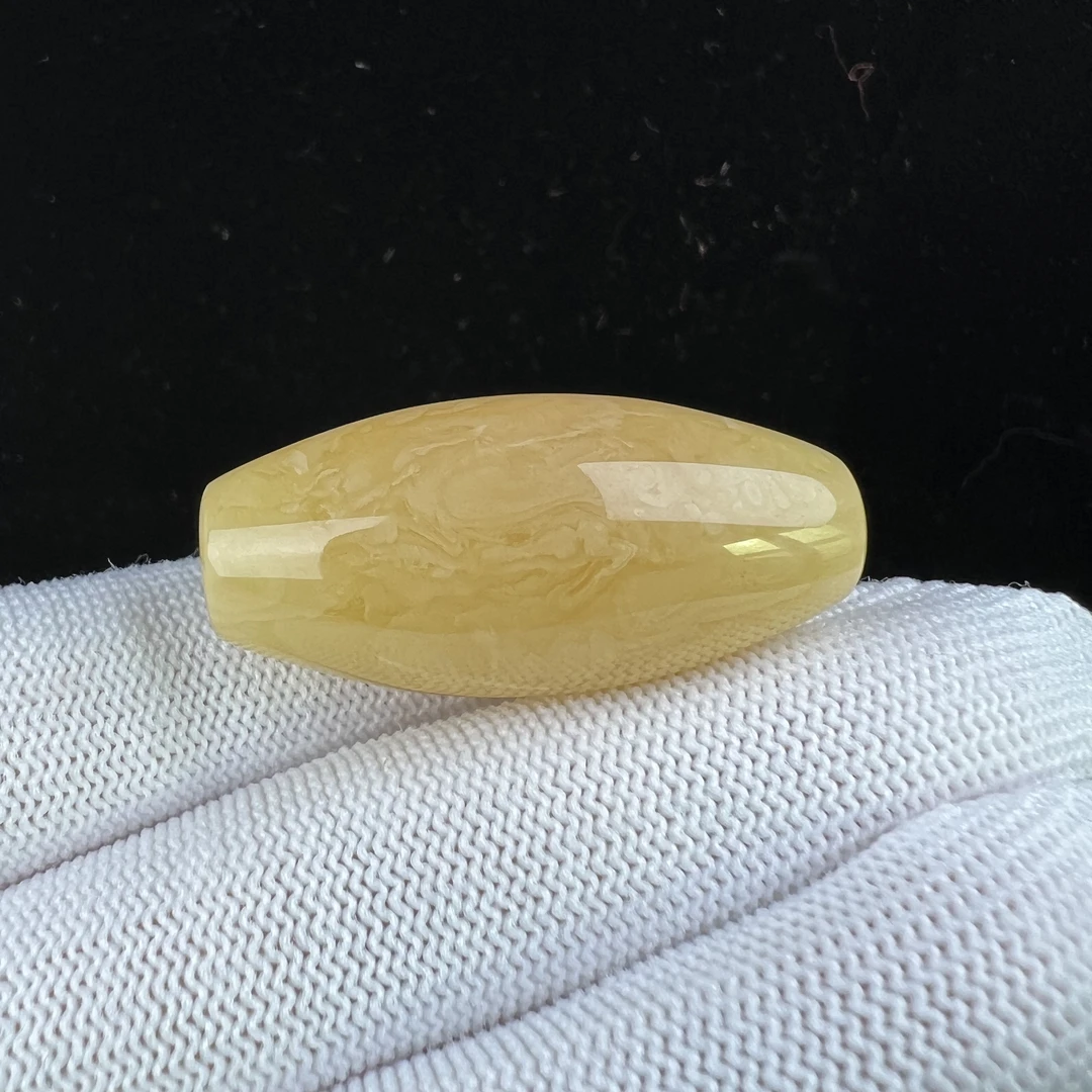 R3970天然原矿蜜蜡 鸡油黄妖花桶珠 18*39mm抖音基地质检发货