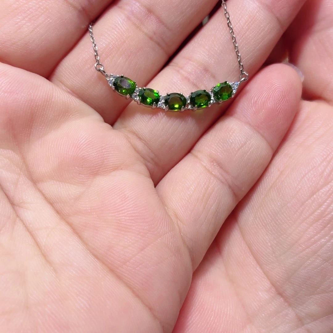 项链透辉石银S925镶嵌国首质检