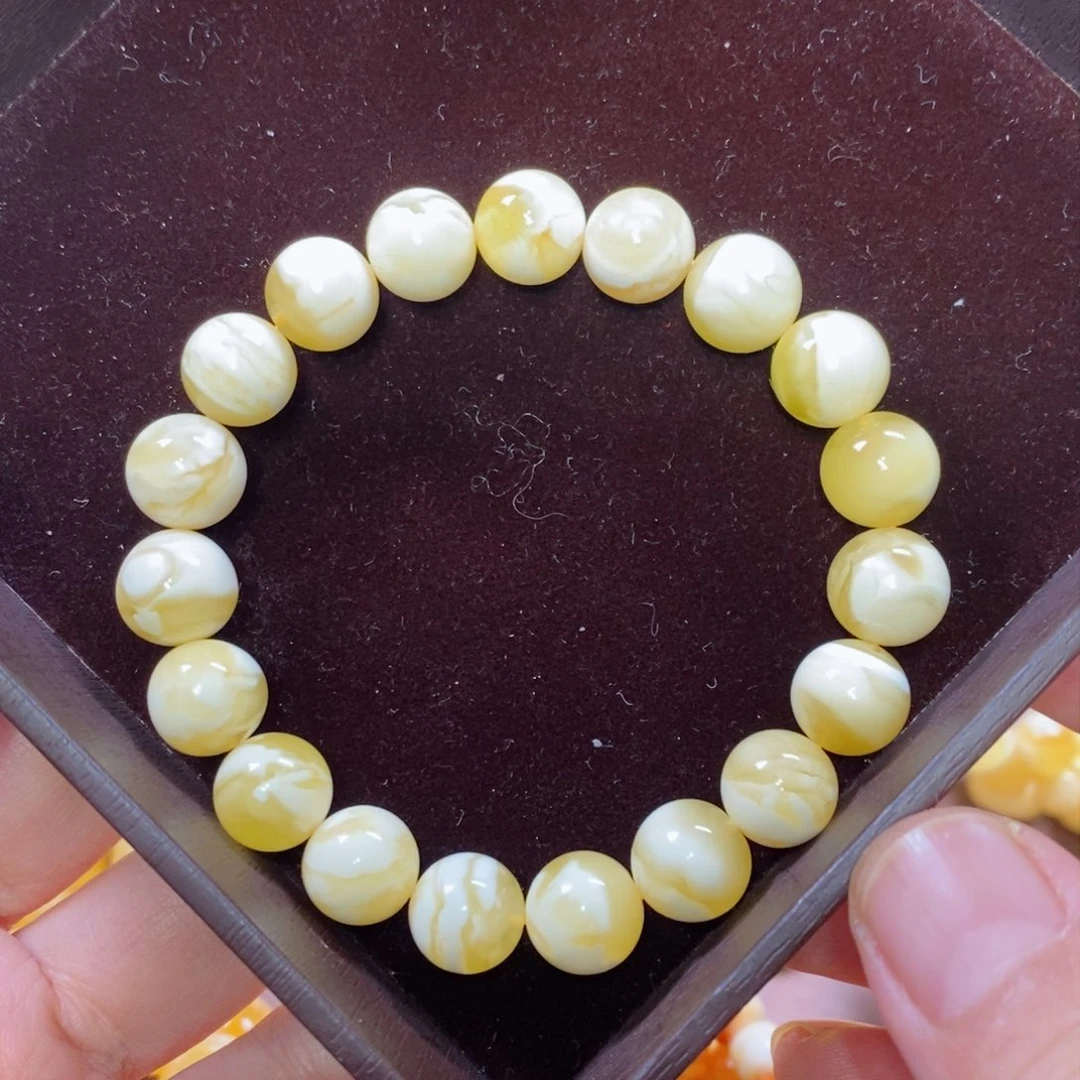 琥珀裸石未镶嵌摆*人10mm金瓷白手串