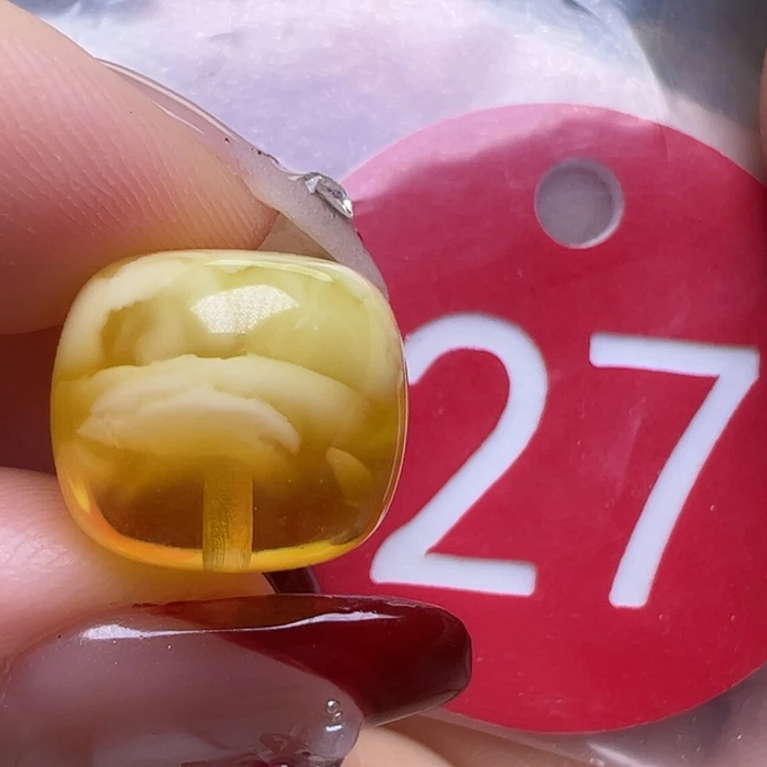 蜜蜡未镶嵌珠宝奇石13.5mm金瓷白老型