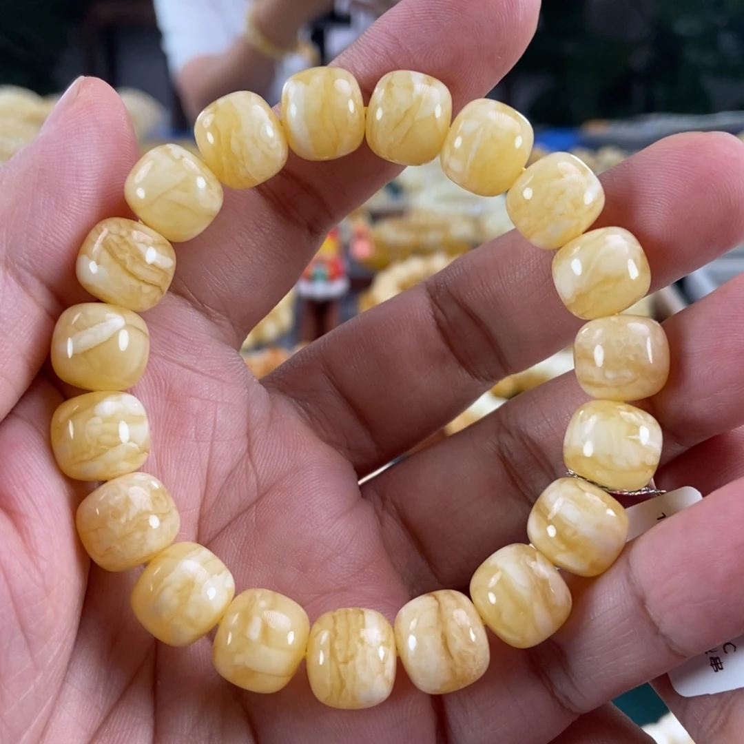 琥珀未镶嵌珠宝奇石12+虎皮纹同料串19.9