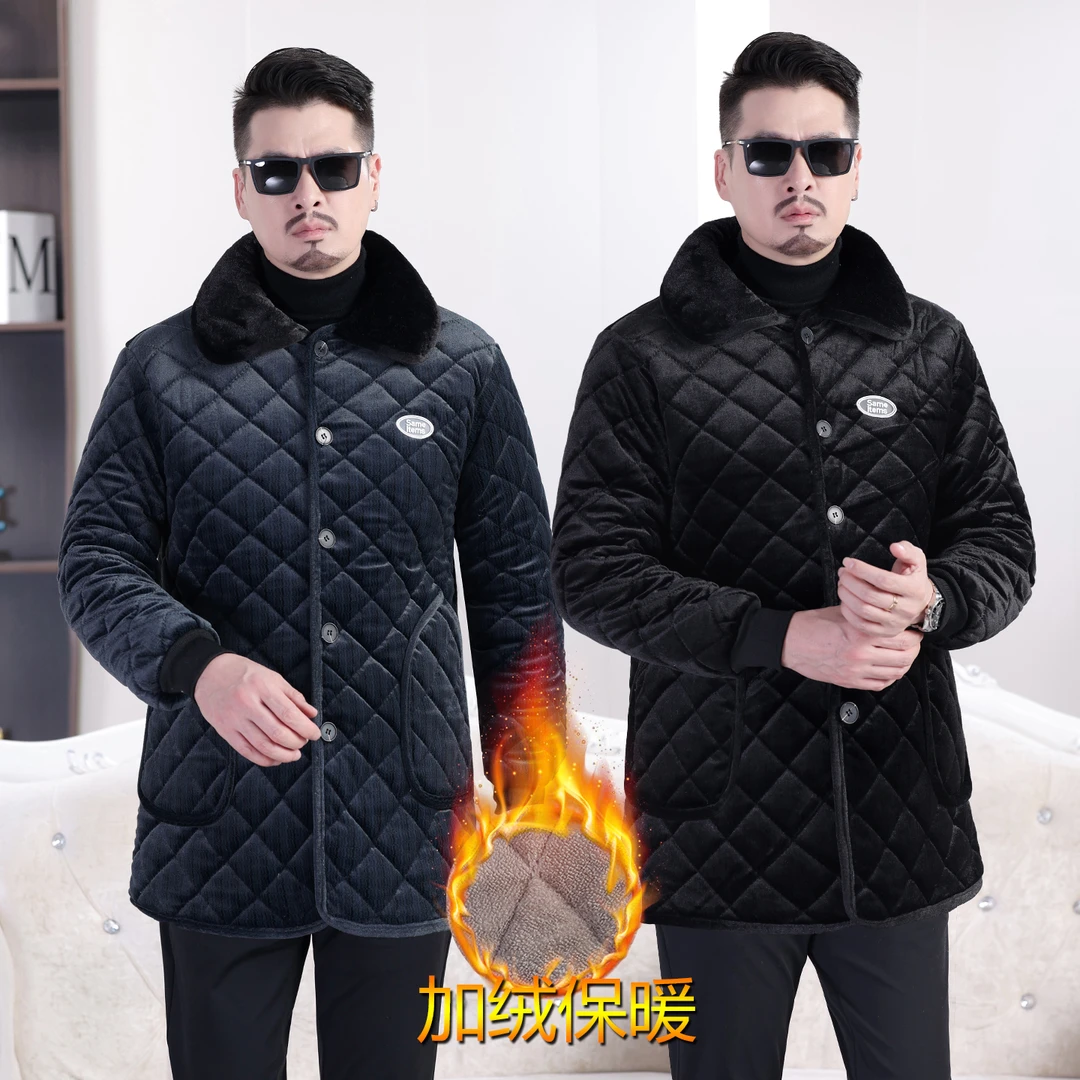家居服套装中老年加厚冬季老人长袖棉服保暖父母睡衣