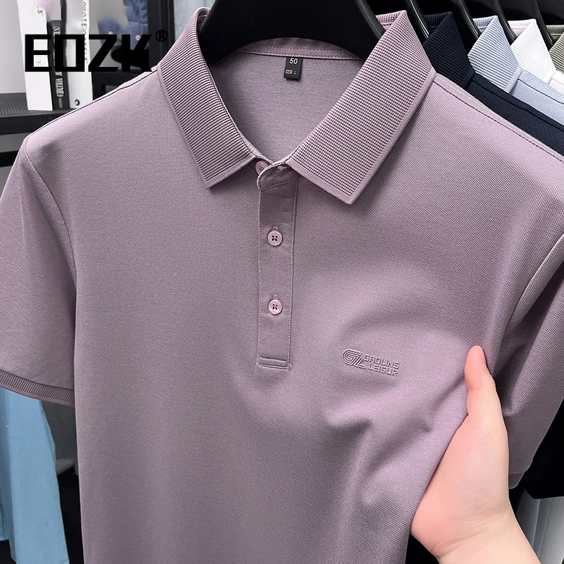 Eozk2025新款短袖T恤男士夏季POLO衫薄款宽松体恤带领中青年上衣