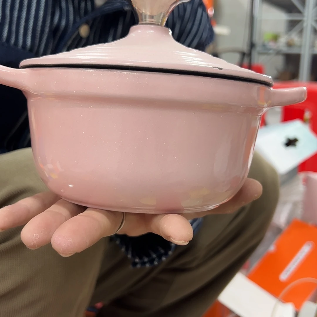 陶瓷粉色15cm小锅炫彩