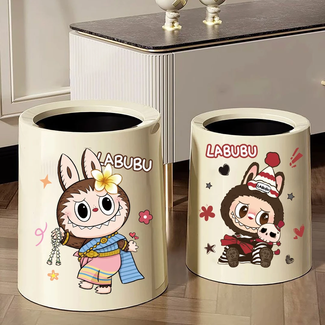 拉布布垃圾桶可爱卡通家用客厅卧室卫生间办公室摇盖式大容量纸篓