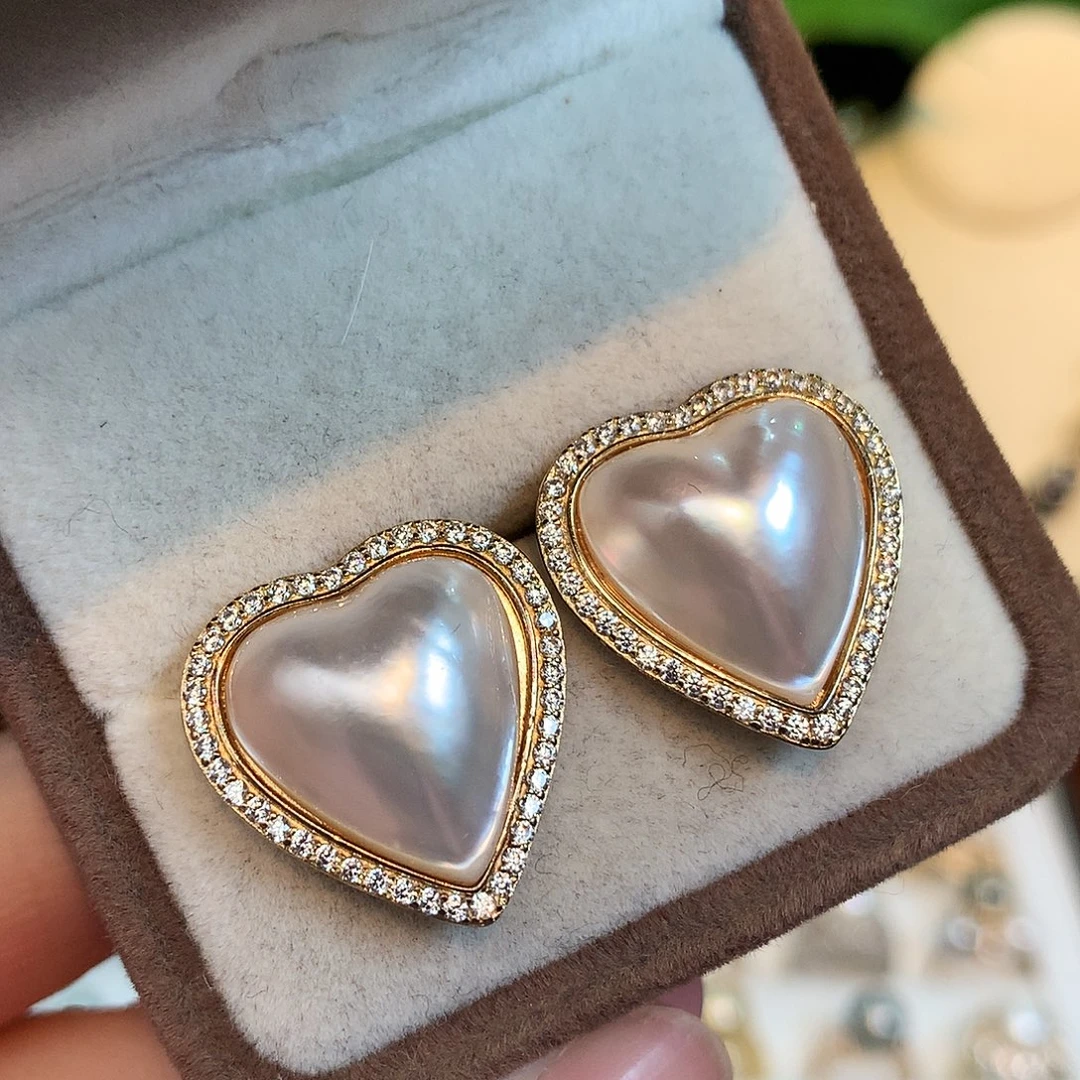 拼合珍珠（马贝珠）耳环银S925镶嵌