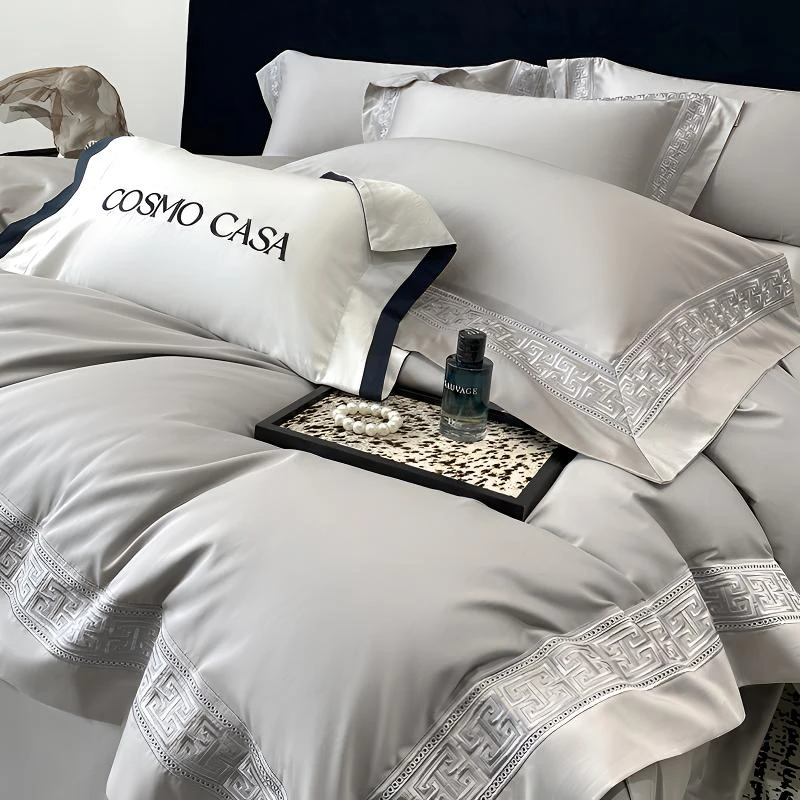 高端A类母婴级200支长绒棉四件套全棉纯棉被套裸睡主卧床单床笠