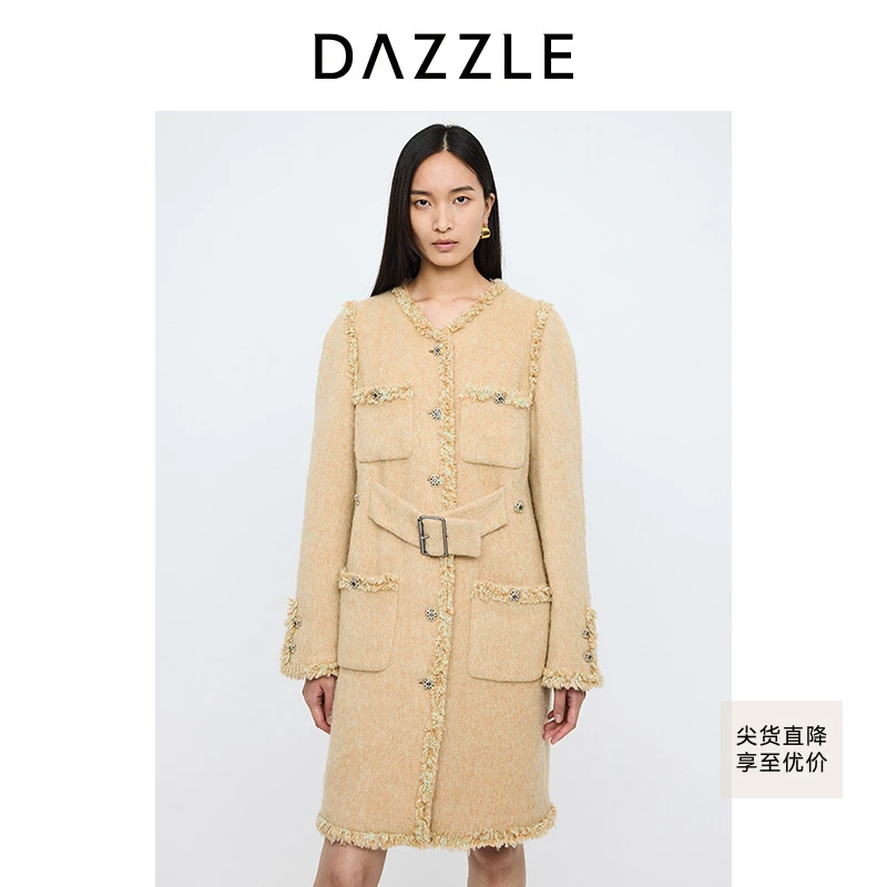 陈大可DAZZLE地素长大衣饰扣长款毛呢外套女2H4G308