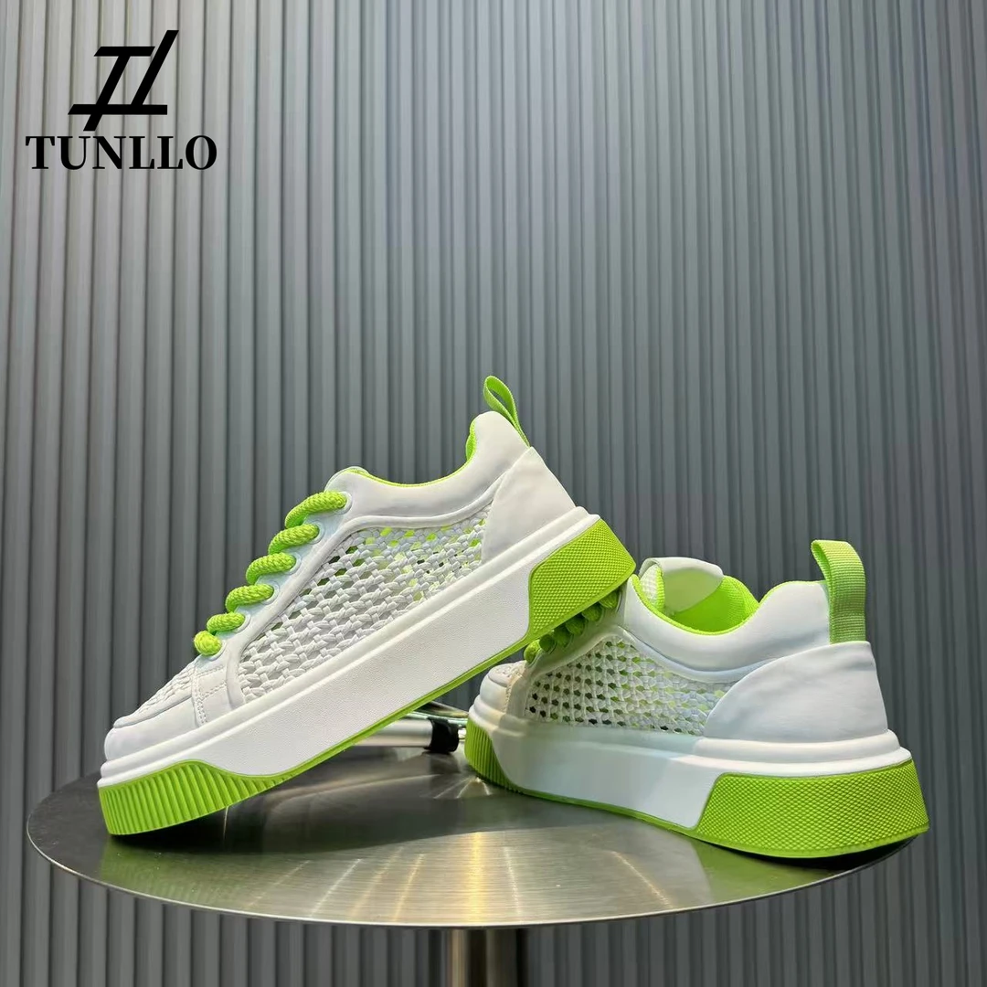 轻奢高级感编织镂空透气板鞋男夏季时尚潮流百搭厚底舒适休闲鞋男