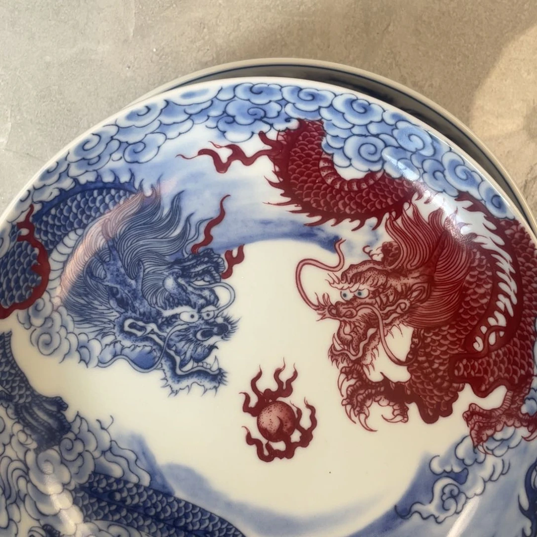 瓷片景德镇双龙戏珠大壶承新款