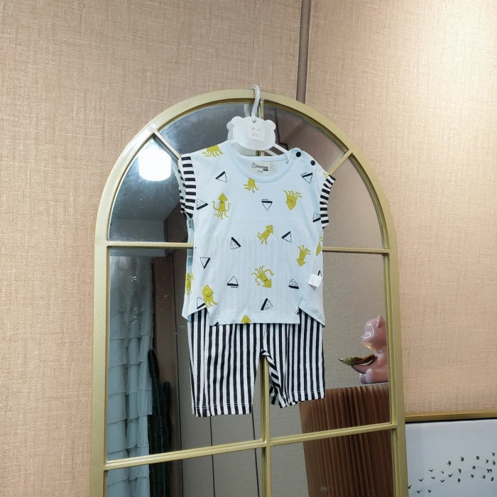 AH252   宝宝蓝色短袖连体衣