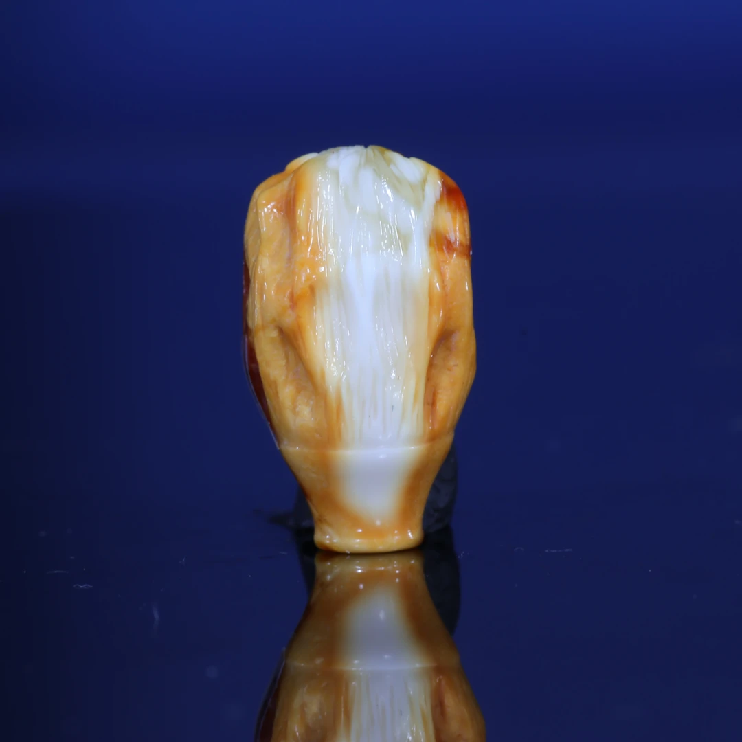 11m蜜蜡三通保真一物一图白蜡满蜡沁色雕刻百香佛头蜜蜡配饰-C53