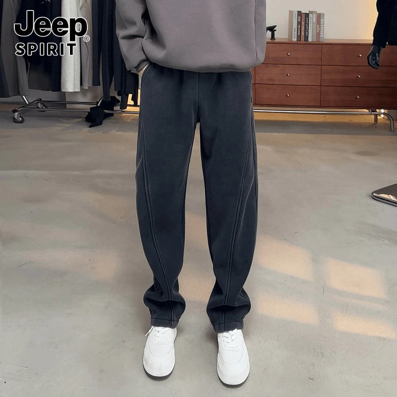 Jeepspirit男士运动卫裤男宽松香蕉裤阔腿弯刀裤百搭潮流休闲裤