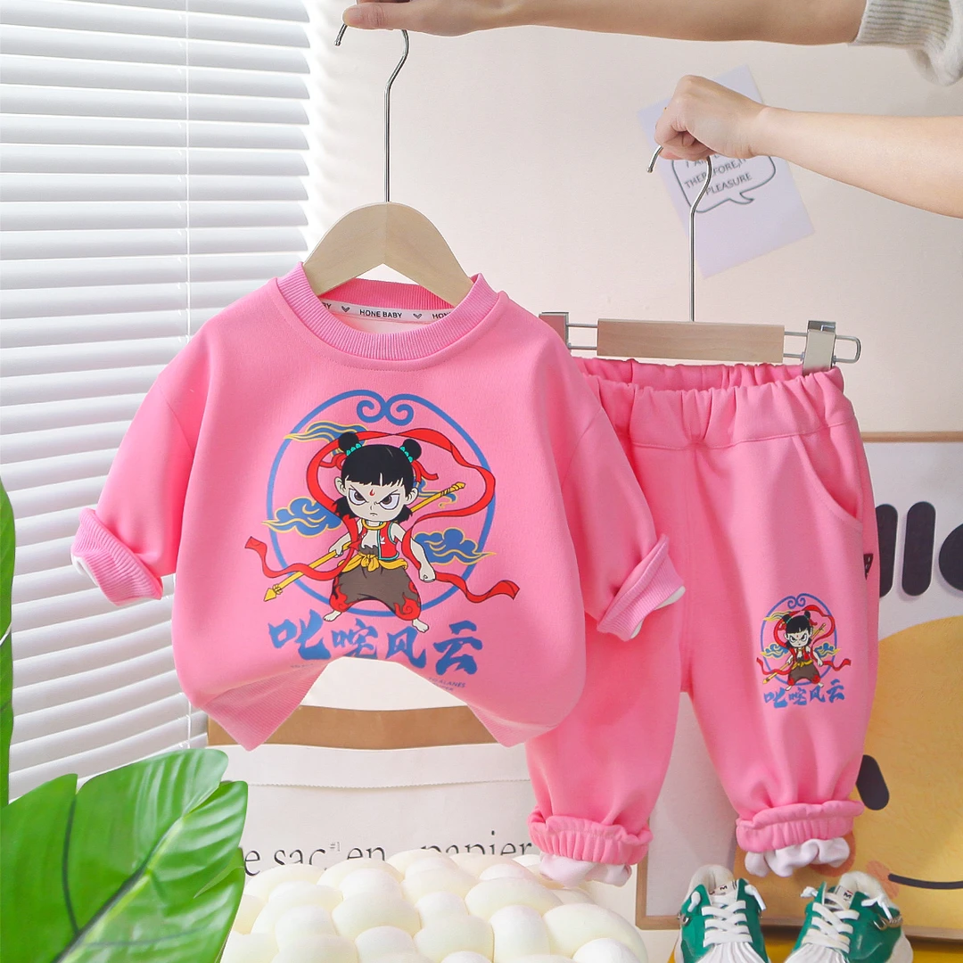 【安安家】男女同款哪吒闹海儿童2025春款国潮动画衣服两件套潮