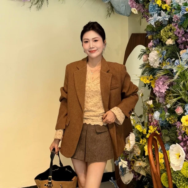 【瑞德学院】韩系高质小众加厚夹棉西装外套女气质百搭冬季西装外套