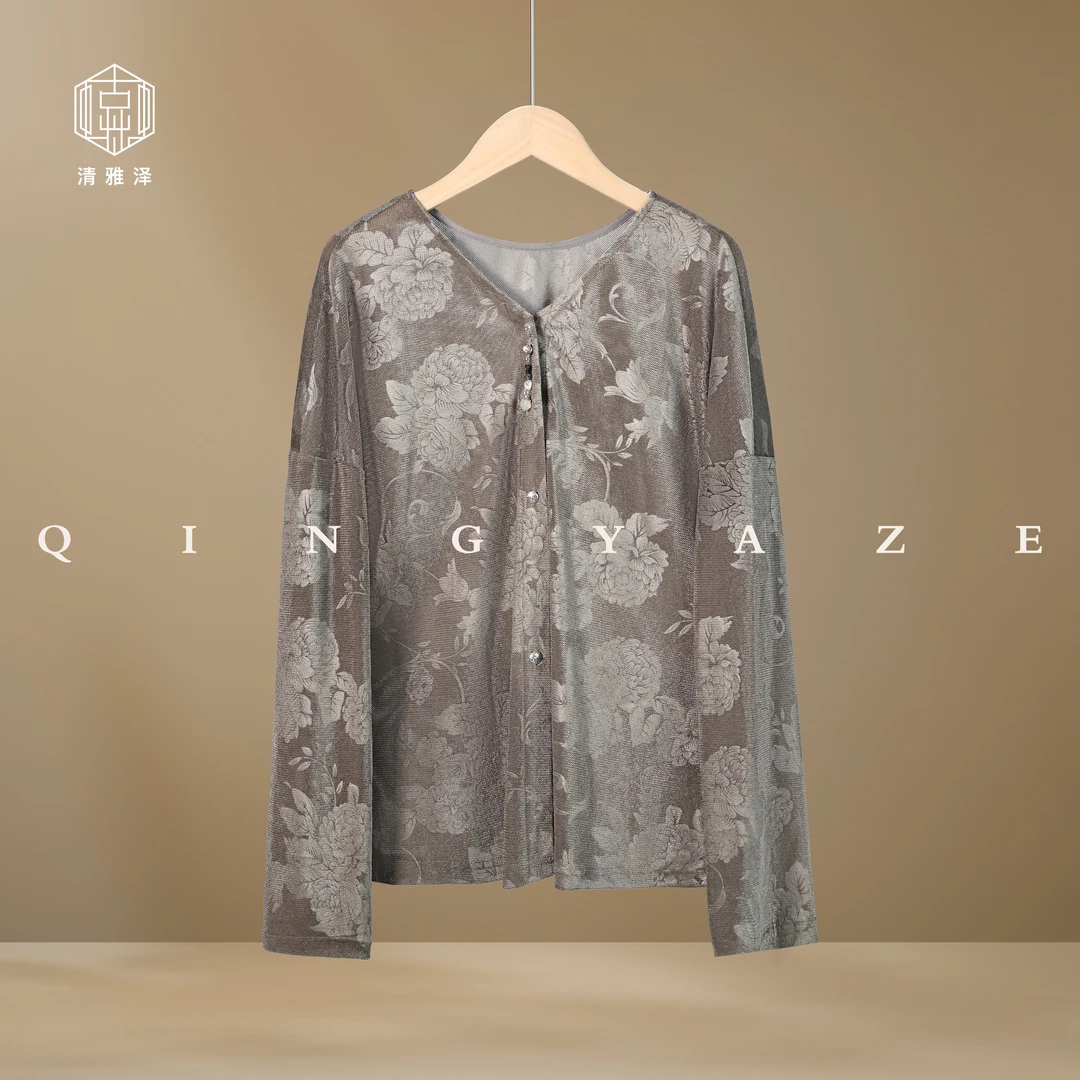 银川！浮雕网纱新中式上衣！GZ4531