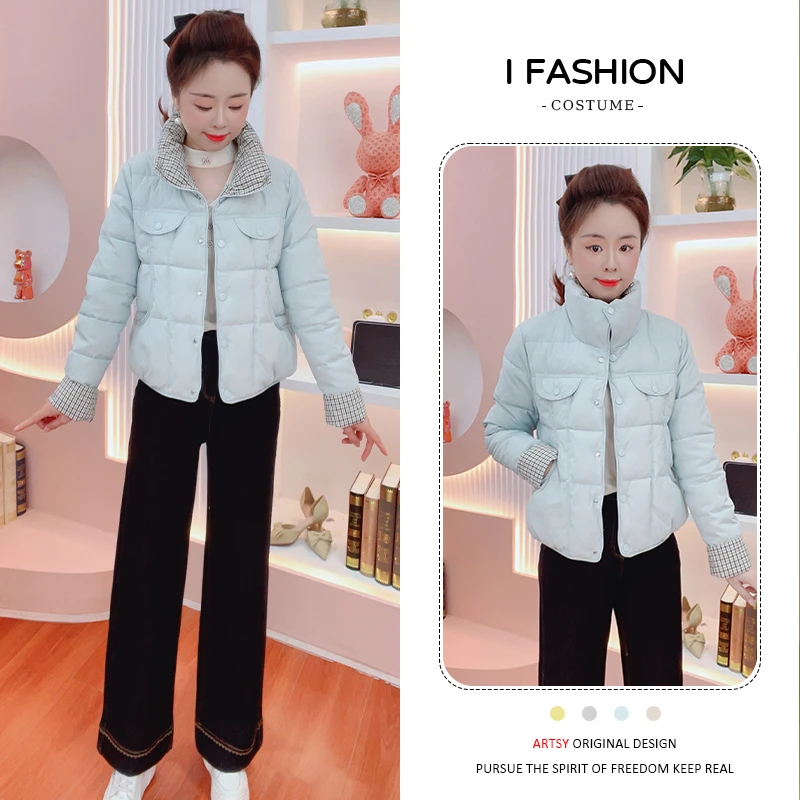 潮流百搭短款棉服女2025年冬季新款洋气立领宽松显瘦加厚保暖棉衣