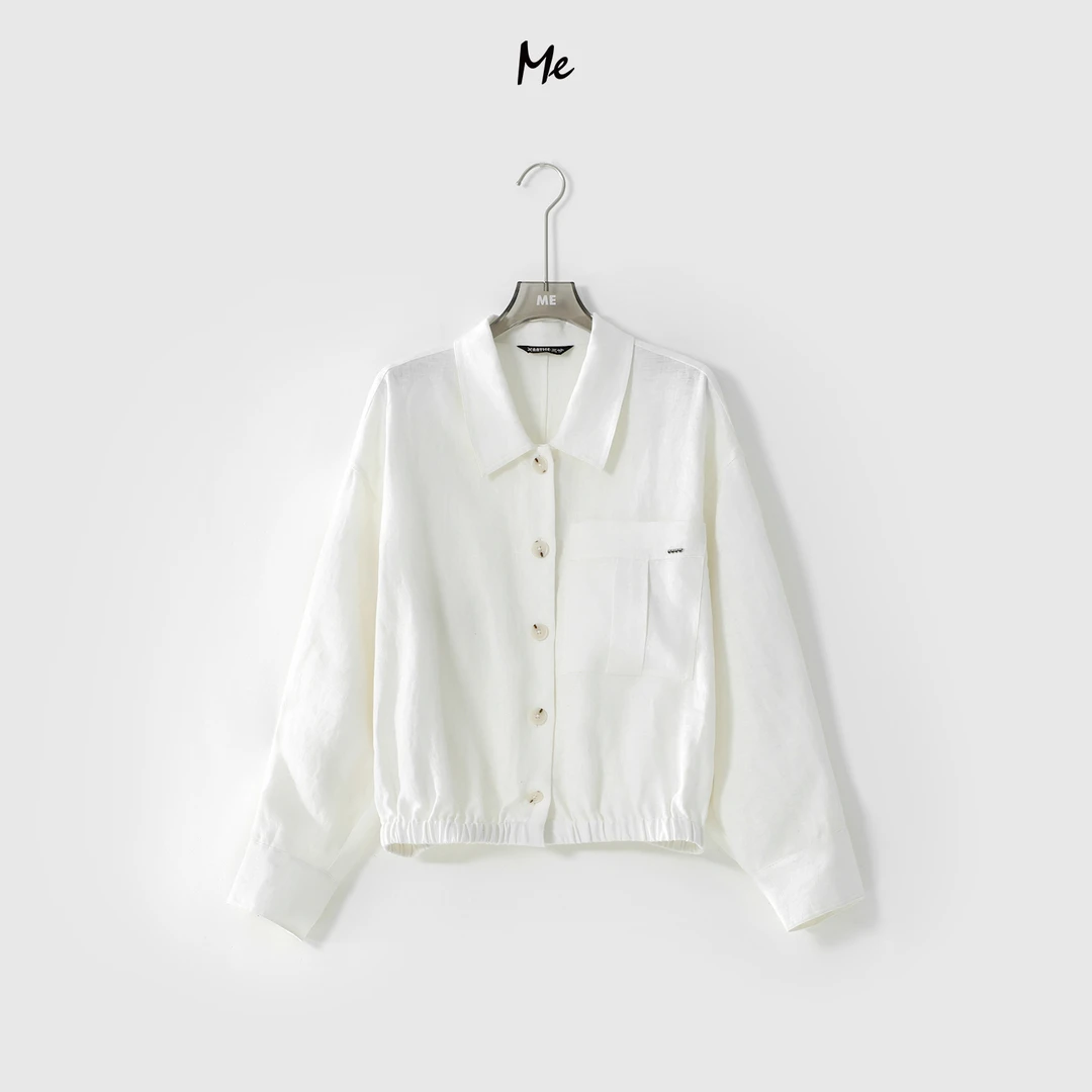 ME【羊腿袖衬衫外套】100亚麻重工自然十字肌理百搭外套MESS0276