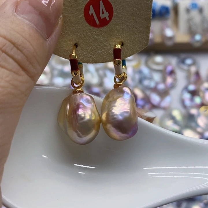 银S925镶嵌淡水珍珠耳饰