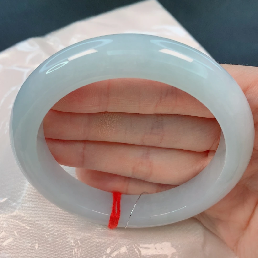 未镶嵌手镯翡翠60.2正圈，细腻淡蓝，完整，07