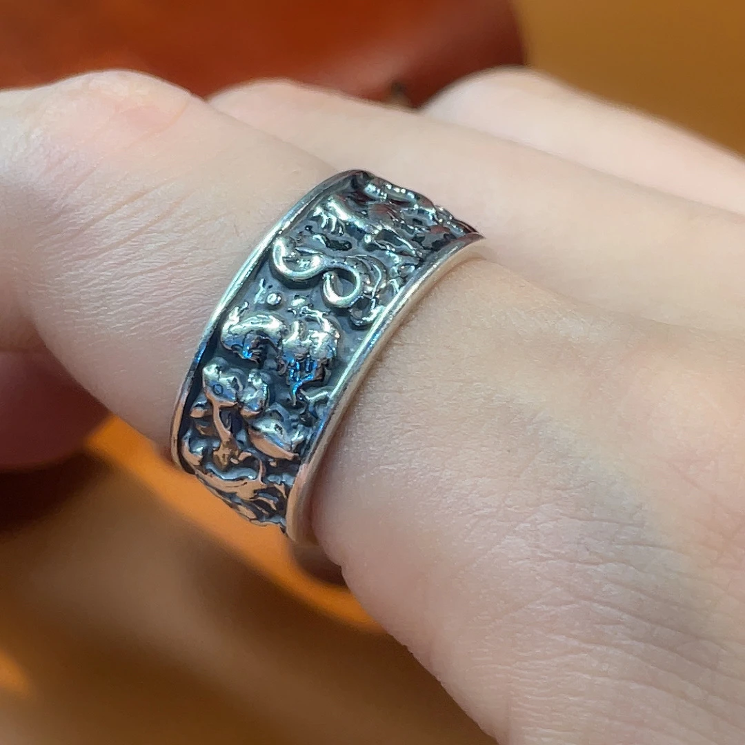 足银戒指 十二生肖999活口民族风银戒时尚做旧银制品经典个性男士
