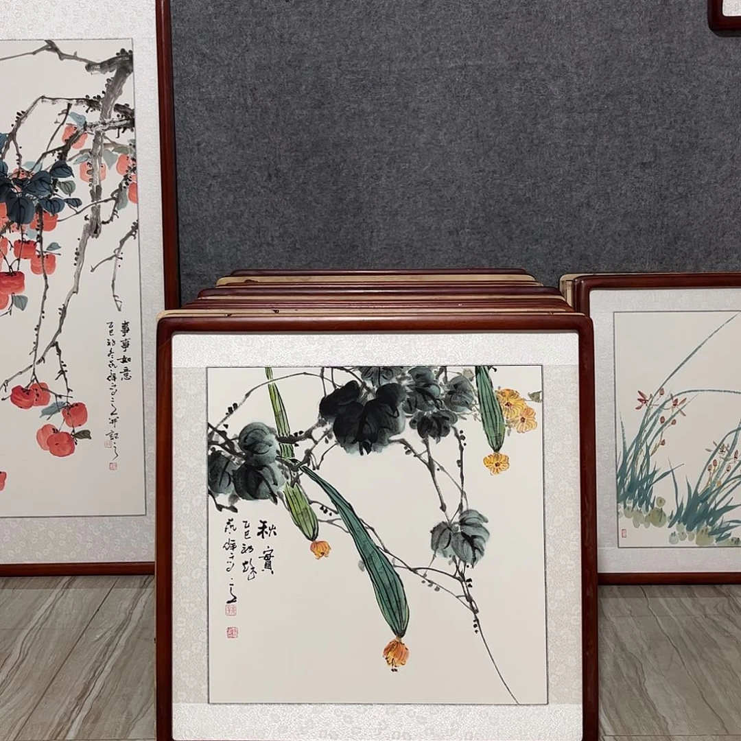 国画书画作品带框63×63
