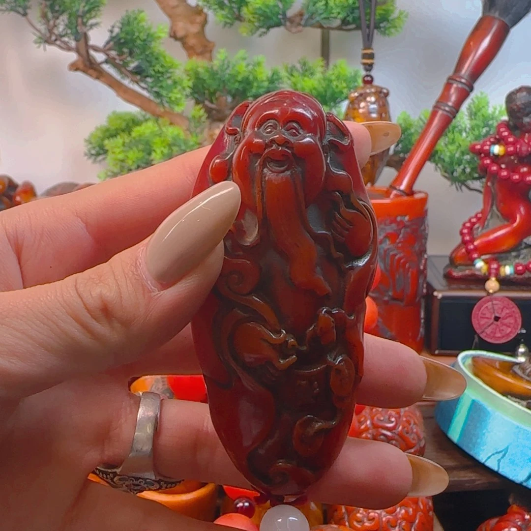 琥珀裸石未镶嵌手把