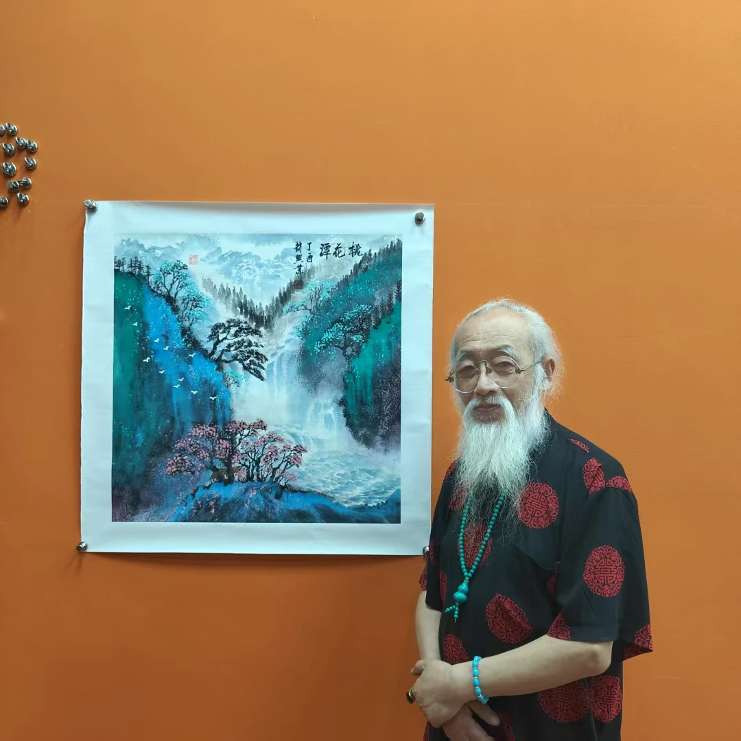 赵兴业《桃花潭》四尺斗方 68*68cm 托底 古墨堂3