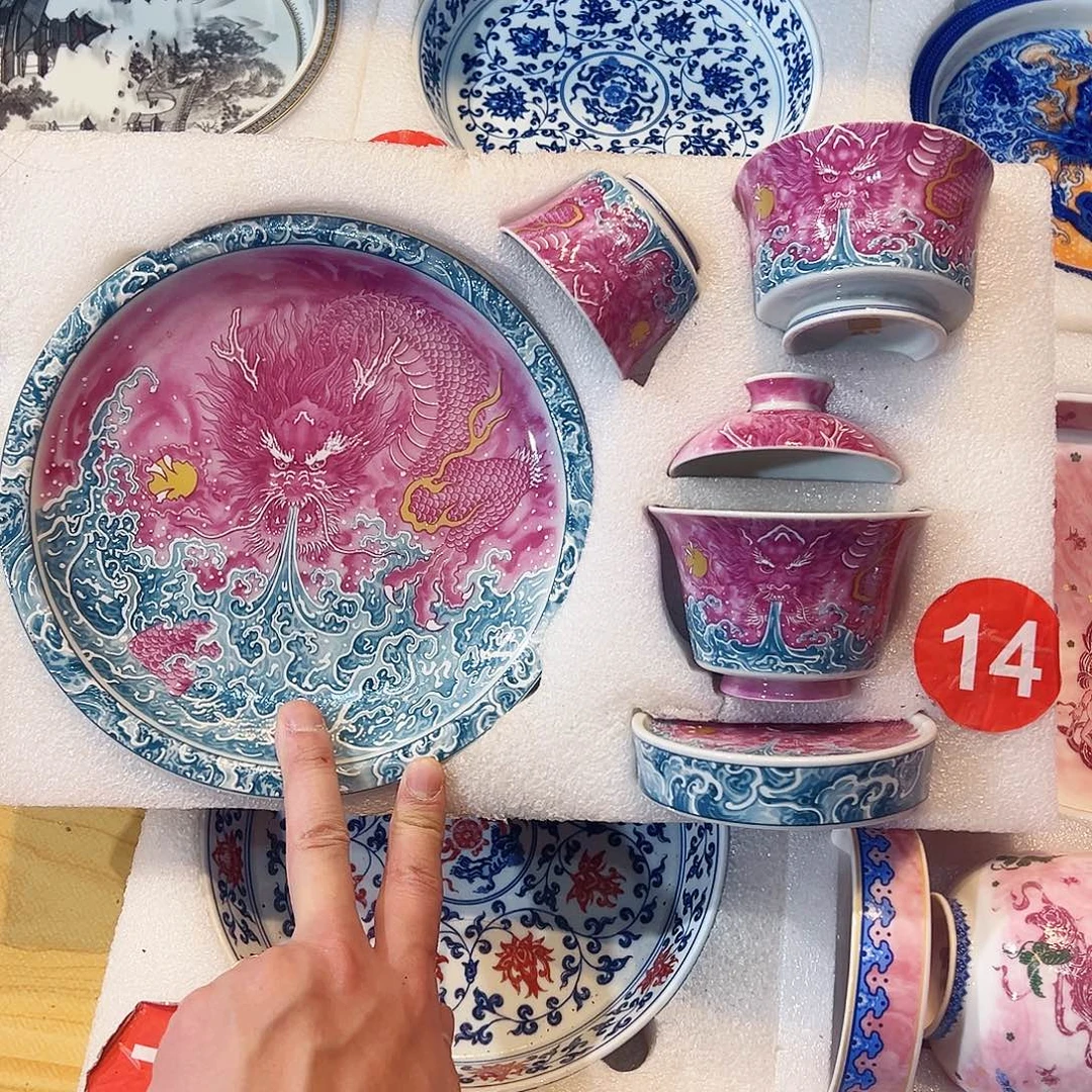 胭脂红龙五件套览源堂