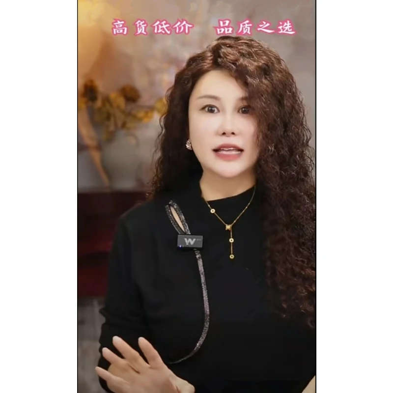 女士纯人发头套欧美前蕾丝时尚洋气长卷发羊毛卷假发【升级版】