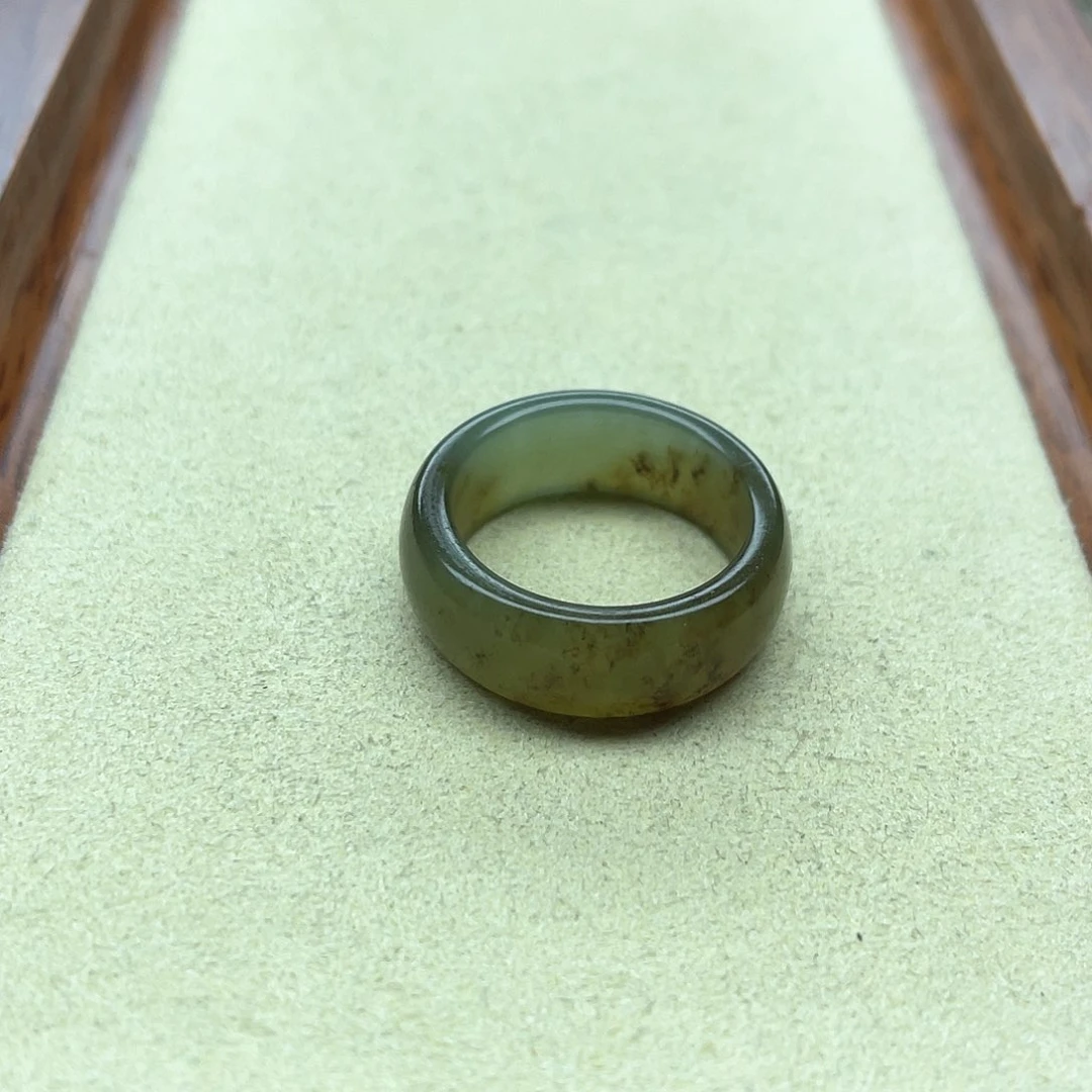 未镶嵌戒指和田玉69切末蓝带糖宽条17码