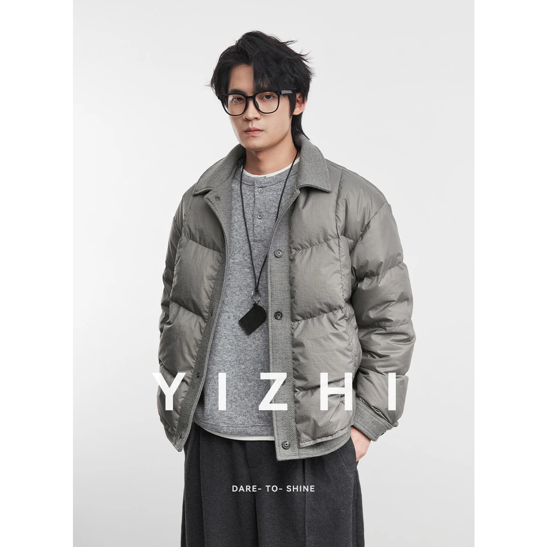 亦止【雅痞】90白鸭绒羽绒服拼接宽松百搭保暖外套男冬季保暖上衣