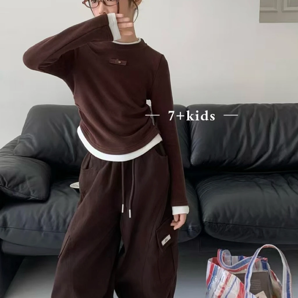 8521儿童假两件德绒打底衫