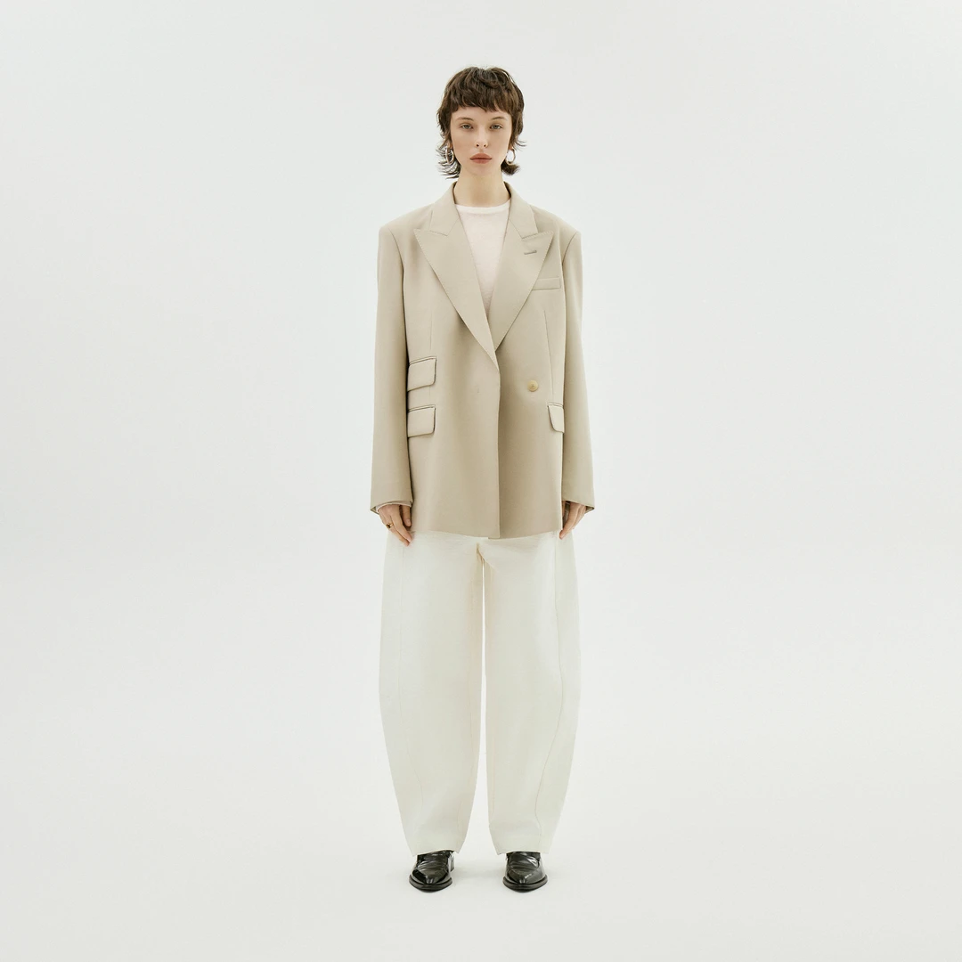 【孤品不退换】洛哥24374X 美利奴羊毛混纺极简ROW风重工廓形西服