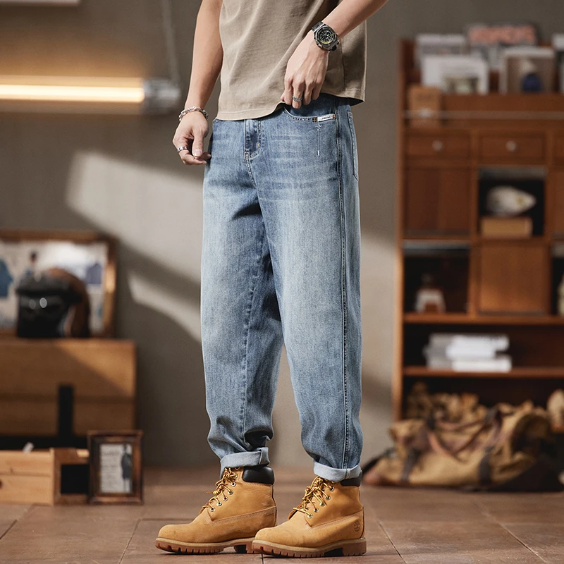 K8908水洗经典百搭牛仔裤春季新款潮流美式宽松男士大码流行